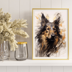 【KENSHIN (犬神) - ジャーマンシェパード犬 No.2】風水画 アートポスター 犬の絵 犬の絵画 犬のイラスト 8枚目の画像