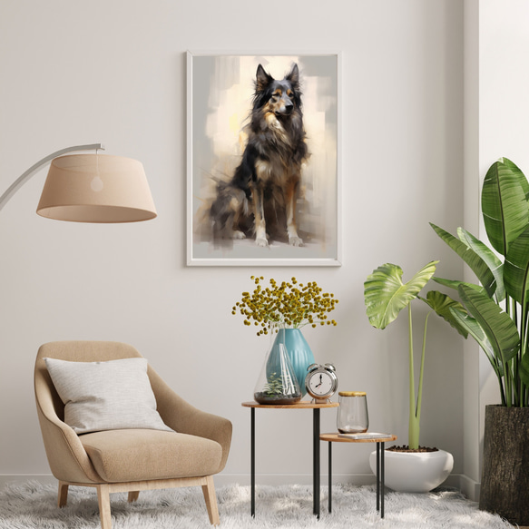 【KENSHIN (犬神) - ジャーマンシェパード犬 No.3】風水画 アートポスター 犬の絵 犬の絵画 犬のイラスト 7枚目の画像