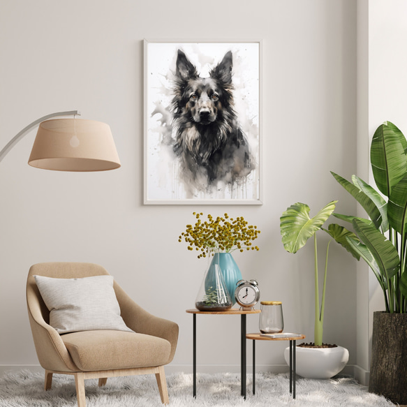 【KENSHIN (犬神) - ジャーマンシェパード犬 No.4】風水画 アートポスター 犬の絵 犬の絵画 犬のイラスト 7枚目の画像