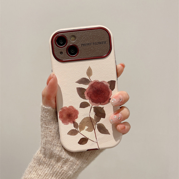 iPhoneケース　花　チューリップ　牡丹　バラ　大人気　おしゃれ　スマホケース・全機種対応　油絵 5枚目の画像