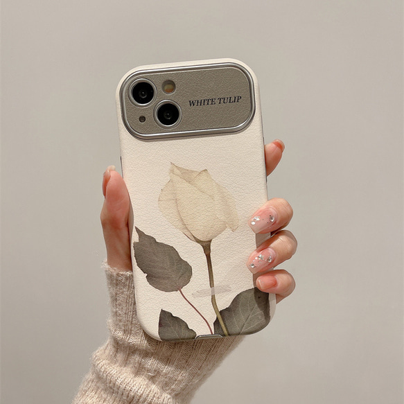 iPhoneケース　花　チューリップ　牡丹　バラ　大人気　おしゃれ　スマホケース・全機種対応　油絵 3枚目の画像