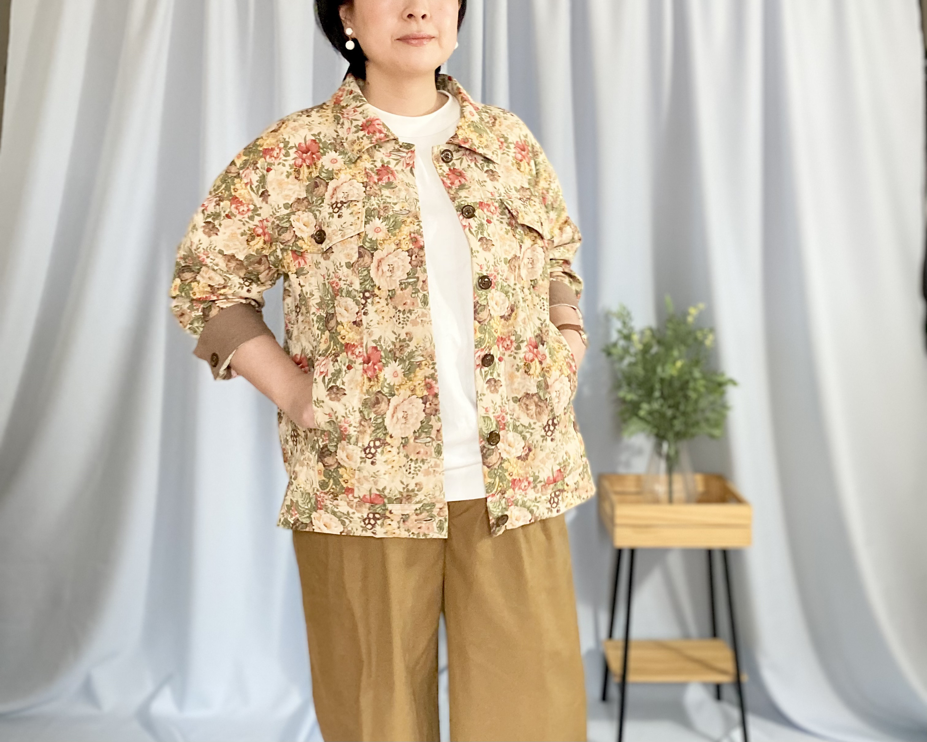 コットン 未使用級✨Max 42L相当 Mara 高級 ジャケット春物 花柄