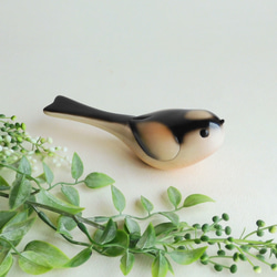 長尾山雀（木製工藝鳥雕像/長尾山雀/木鳥/雕像） 第4張的照片