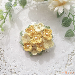 レース編み 菜の花のブローチ *コサージュ* 6枚目の画像