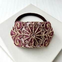 刺繍リボンの髪飾り　オリエンタルアラベスク　ワイン 8枚目の画像