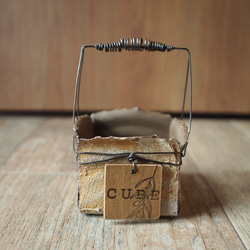 CUBE缶/tc121/ブリキワイヤーカゴ/リメイク鉢/リメ缶 3枚目の画像