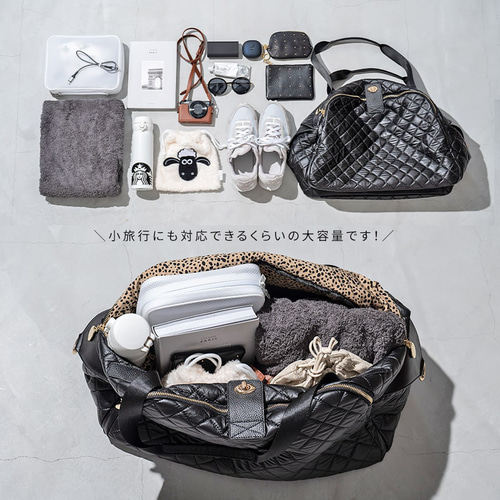 ボストンバッグ キルティング 肩掛け 旅行 LLサイズ グレージュ