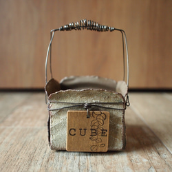 CUBE缶/tc123/ブリキワイヤーカゴ/リメイク鉢/リメ缶 3枚目の画像
