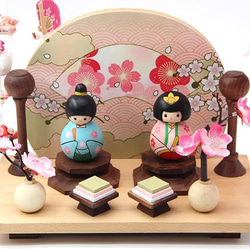 OKBABY ひな道具 雛道具 ひな道具セット 雛人形用飾り花(一対) 菱餅(一対) ひな飾り ひな祭り 木製 2枚目の画像