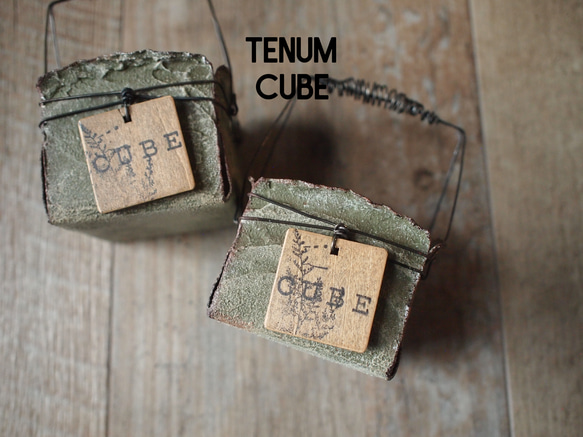 CUBE缶/tc124/ブリキワイヤーカゴ/リメイク鉢/リメ缶 1枚目の画像