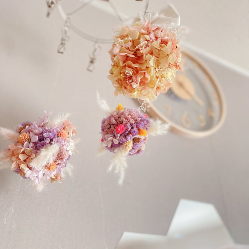 春色フラワーボール*pink ドライフラワー fufu style＊JHA認定講師  