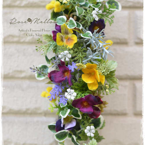 Creema限定【アート】ミモザとパンジーの春の彩りのウッドボックス