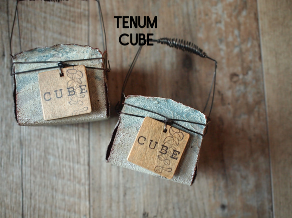 CUBE缶/tc147/ブリキワイヤーカゴ/リメイク鉢/リメ缶 1枚目の画像