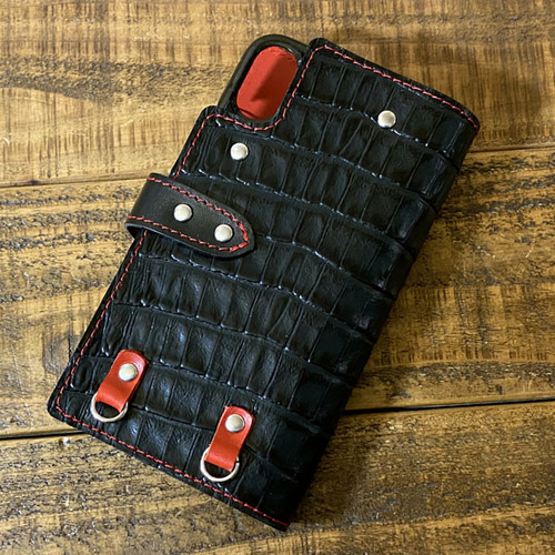 手帳型ケース iPhone XR 用 クロコ型押し レザー スマホケース 手帳型ケース iPhone XR 用 クロコ型押し レザー スマホケース