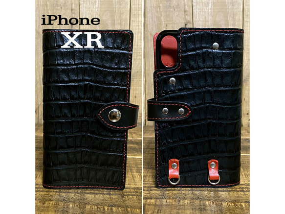 手帳型ケース iPhone XR 用 クロコ型押し レザー スマホケース 手帳型ケース iPhone XR 用 クロコ型押し レザー スマホケース
