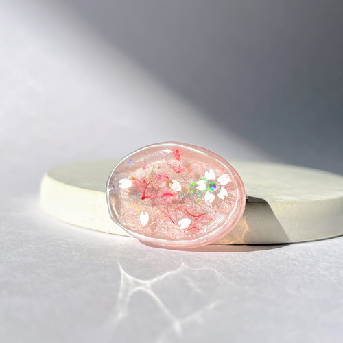 NO.991❤三重塔 桜❤レジンへアゴム ブローチ 小花と桜のブローチ / ドライフラワー / レジン ブローチ 華昇 優羽
