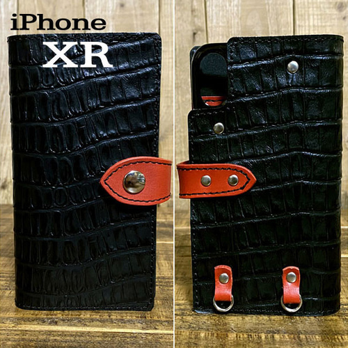 手帳型ケース iPhone XR 用 クロコ型押し レザー スマホケース 手帳型ケース iPhone XR 用 クロコ型押し レザー スマホケース