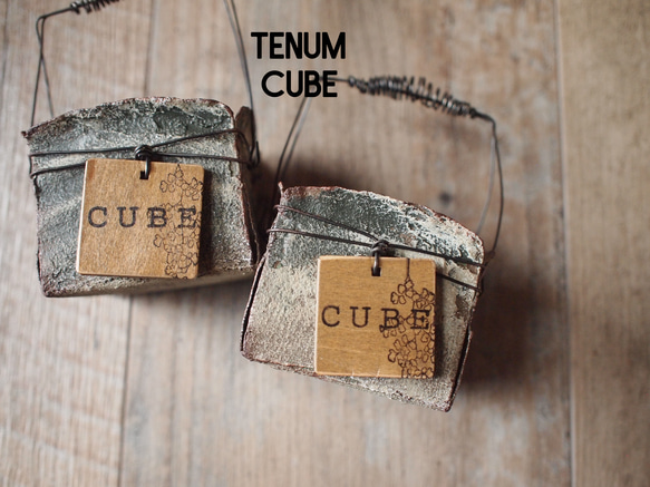 CUBE缶/tc154/ブリキワイヤーカゴ/リメイク鉢/リメ缶 1枚目の画像