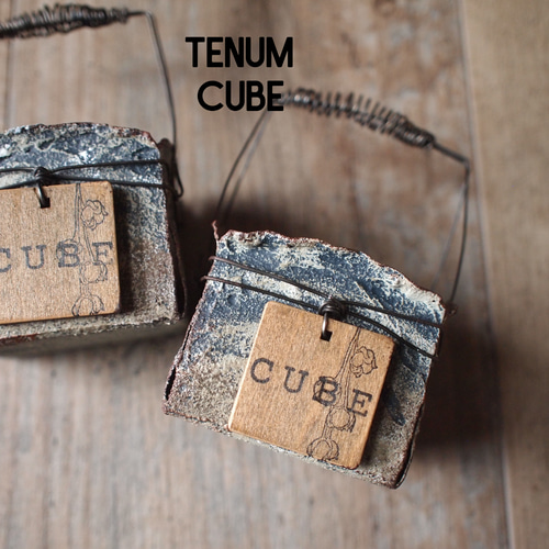 CUBE缶/tc155/ブリキワイヤーカゴ/リメイク鉢/リメ缶 一輪挿し