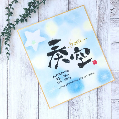 手書き命名書】命名書 プレゼント オーダー 可愛い おしゃれ 手書き 