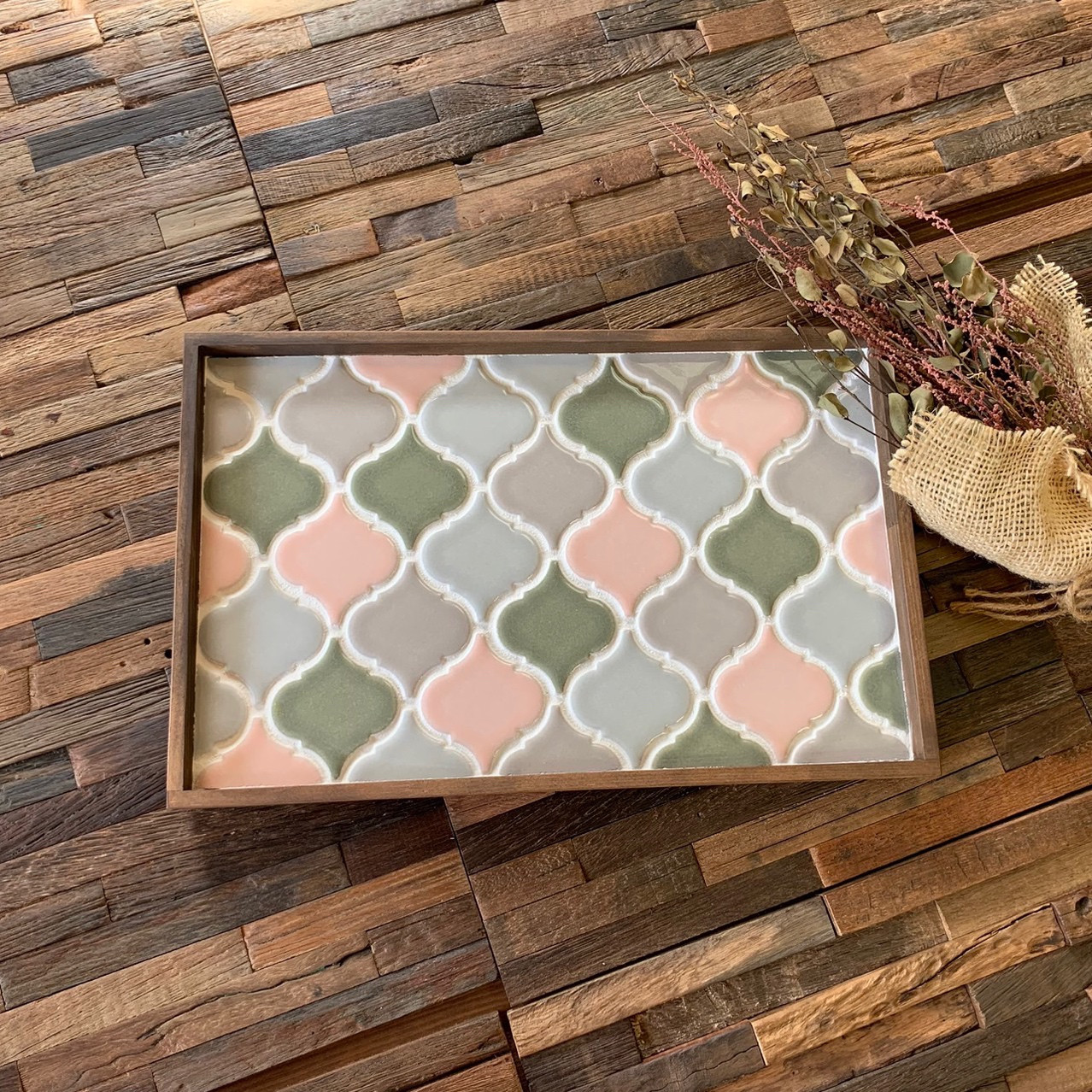 桜色『cherry blossoms』ランタン型タイルのランチトレー