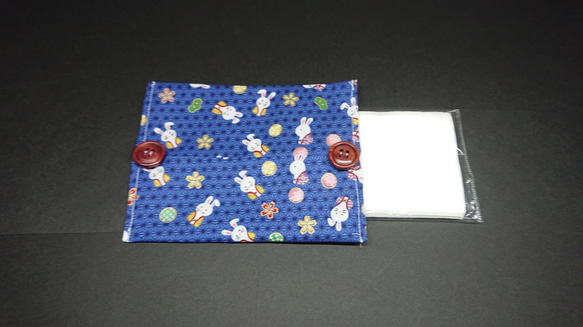 2色和柄うさぎ模様サコッシュバッグ&ポケットティッシュカバーセット 6枚目の画像