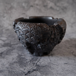 黒金彩青磁大鉢 陶器鉢 植木鉢 金彩高脚 5号フチなし 底穴あり ゴールド