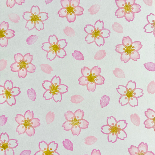 桜の花と花びらの消しゴムはんこセット はんこ・スタンプ asako-made