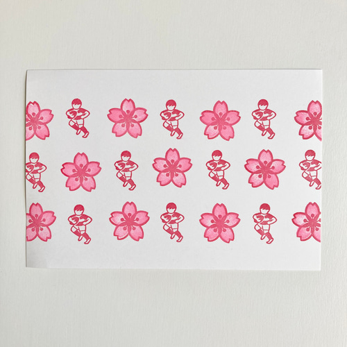 桜の花と花びらの消しゴムはんこセット はんこ・スタンプ asako-made