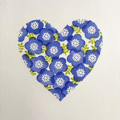 ネモフィラと葉っぱの消しゴムはんこセット はんこ・スタンプ asako