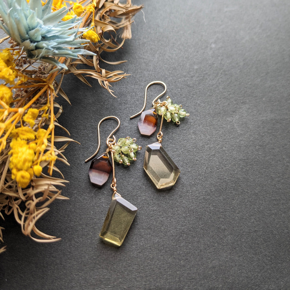 14kgfバンテッドアゲートピアス/イヤリング 14kgfバンテッドアゲートピアス/イヤリング