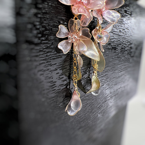 淡桜 ピアス/イヤリング ディップアート アメリカンフラワー 推し活 春