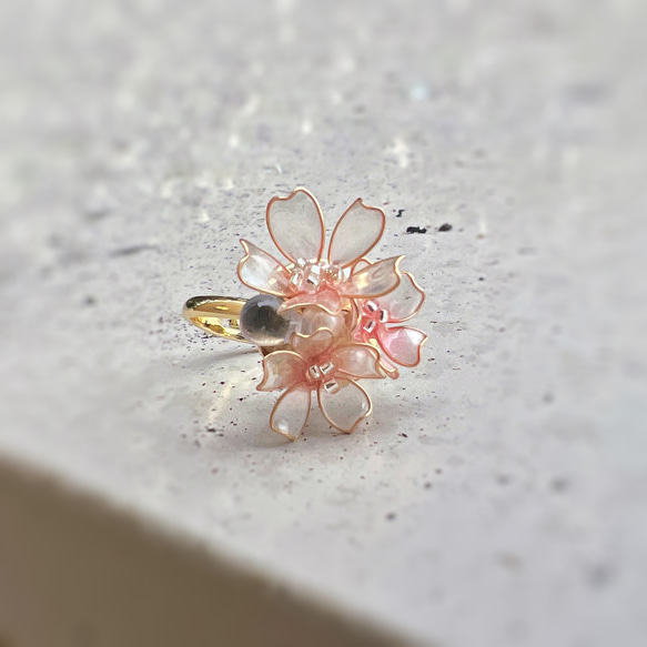 桜 リング 指輪 フリーサイズ ディップアート アメリカン