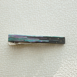 漆工芸螺鈿ネクタイピン　ストライプ流星Ⅰ 2枚目の画像
