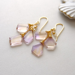 14kgf・天然石】宝石質アメトリンのピアス（ラフスライス）D