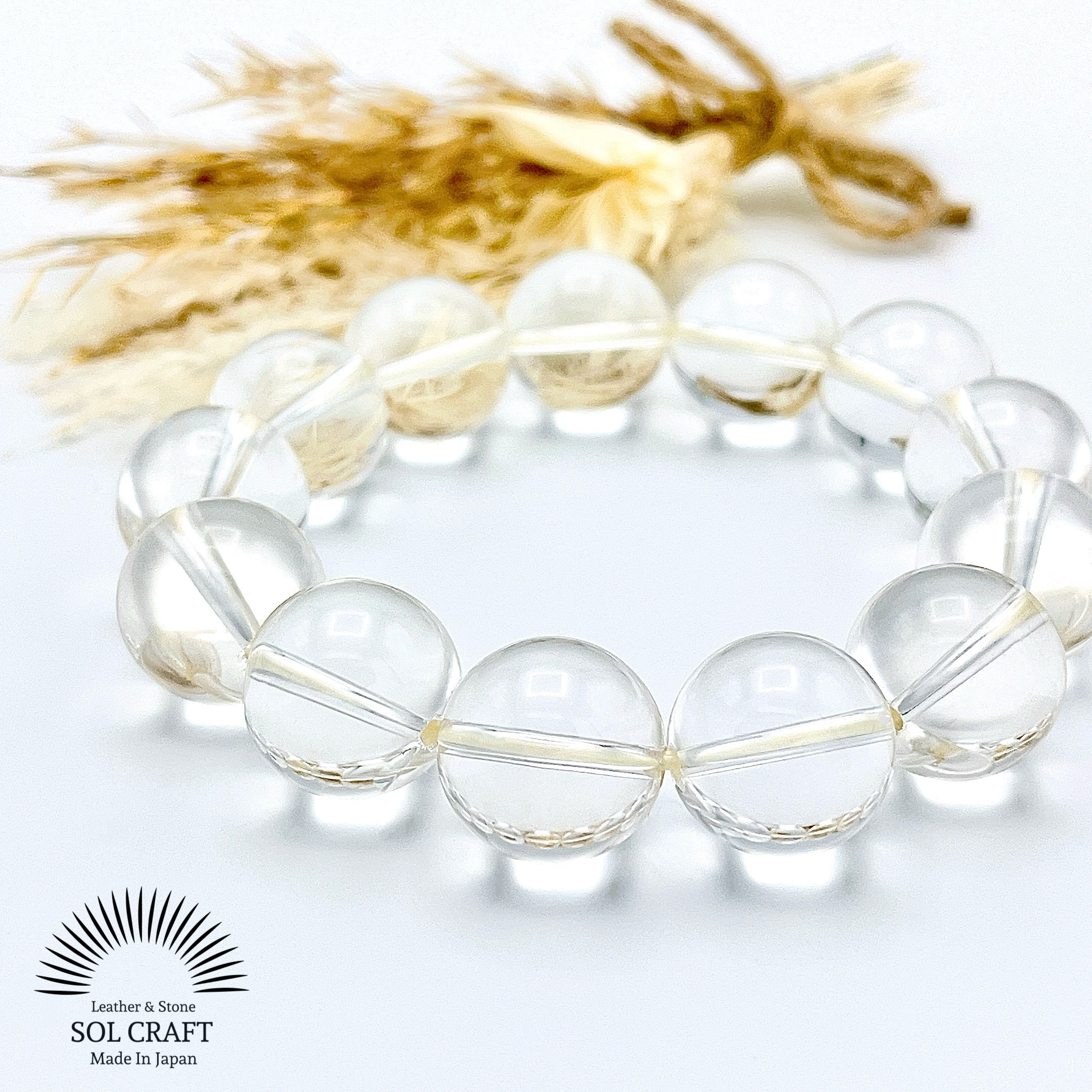 全体運UP『水晶』の極太16ｍｍ玉シンプルブレスレット クォーツ 4月誕生石 ゴム交換永年無料 天然石 ジェムストーン