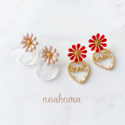 noakoma ＊ marguerite - girly ピアス 2点 セット ＊ ピアスセット マーガレット ガーリー 1枚目の画像