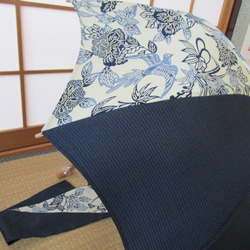 花・鳥模様と大島紬の日傘（傘袋付き） 12枚目の画像