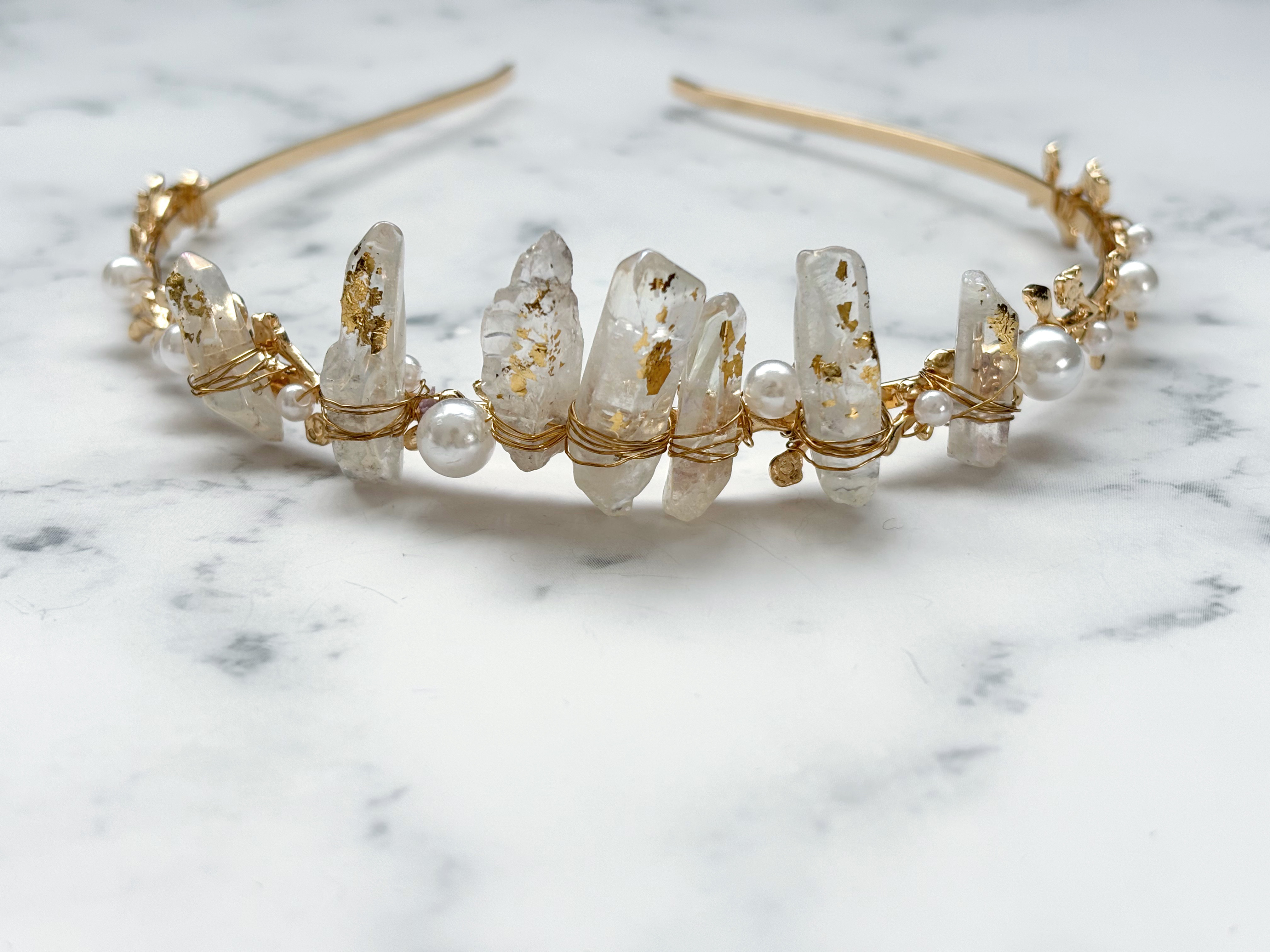 【crystal perl crown】髪飾り　ウェディング　成人式　結婚式　振袖