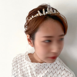 【crystal perl crown】髪飾り　ウェディング　成人式　結婚式　振袖 5枚目の画像