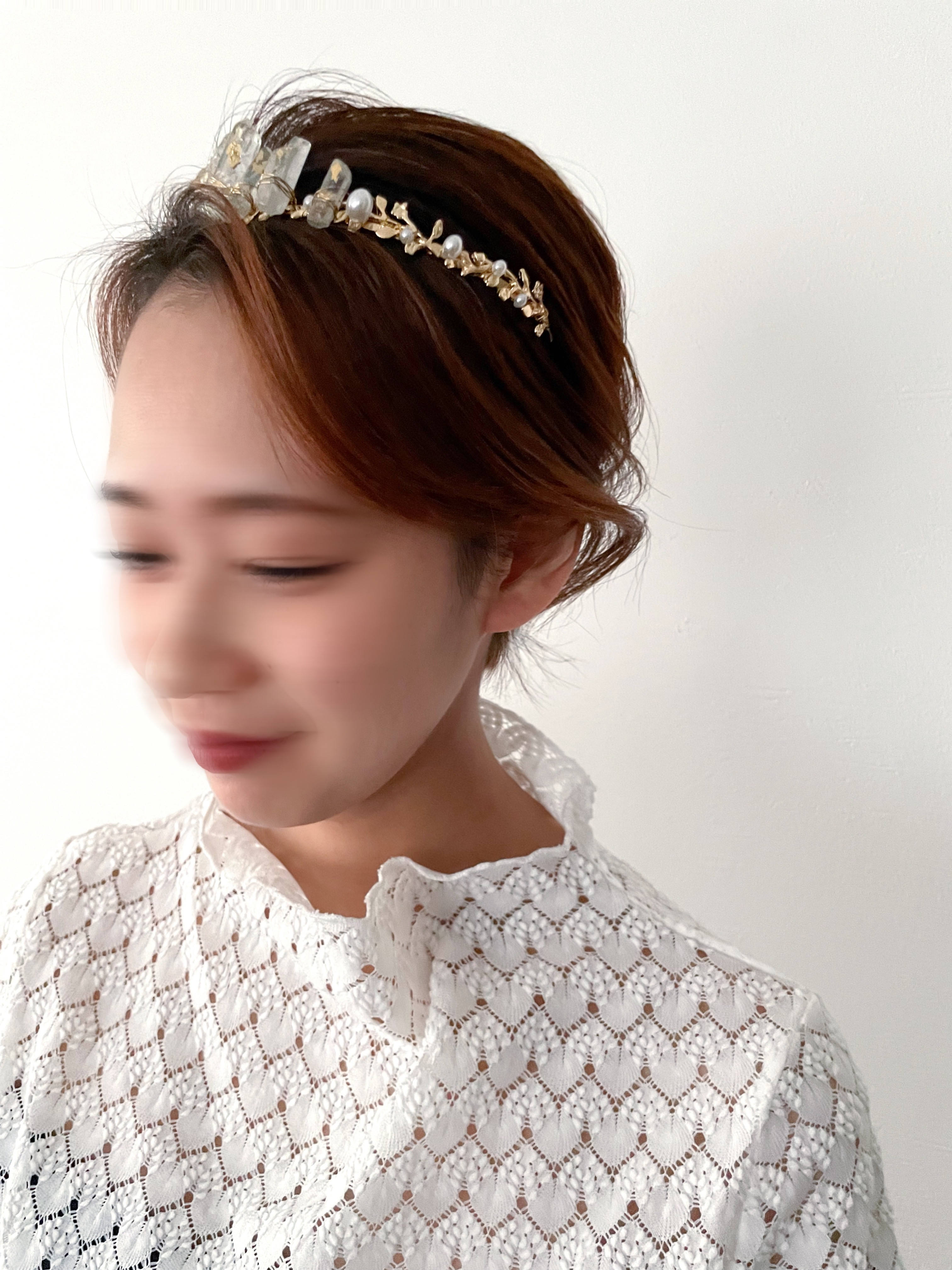 【crystal perl crown】髪飾り　ウェディング　成人式　結婚式　振袖
