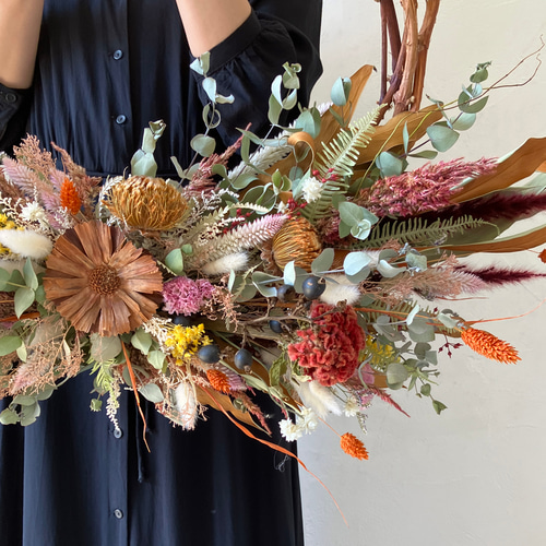 店舗装飾】ドライフラワーリース80cm / 大きいリース 店舗什器 店舗