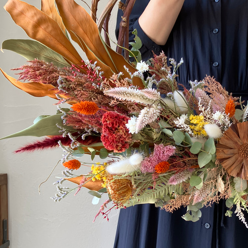 店舗装飾】ドライフラワーリース80cm / 大きいリース 店舗什器 店舗