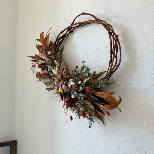 店舗装飾】ドライフラワーリース80cm / 大きいリース 店舗什器 店舗