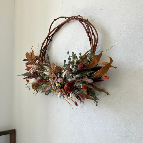 店舗装飾】ドライフラワーリース80cm / 大きいリース 店舗什器 店舗