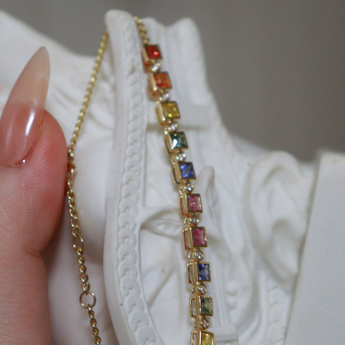 ファンシーカラーサファイアブレスレット18 ブレスレット パール大好き