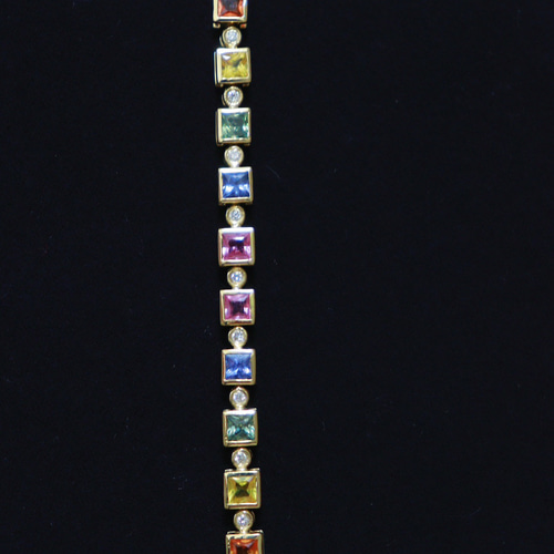 ファンシーカラーサファイアブレスレット18 ブレスレット パール大好き