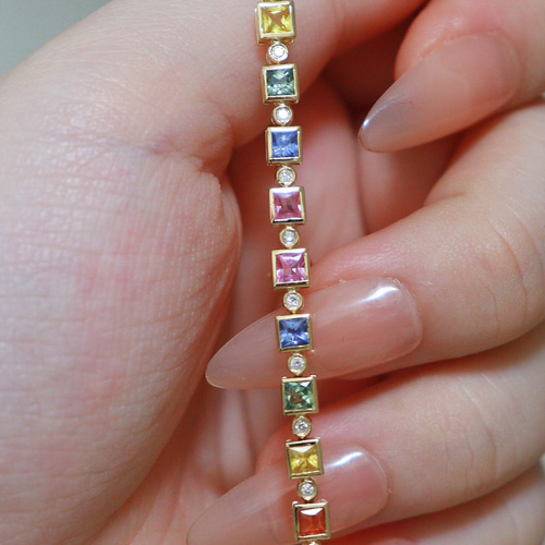 ファンシーカラーサファイアブレスレット18 ブレスレット パール大好き