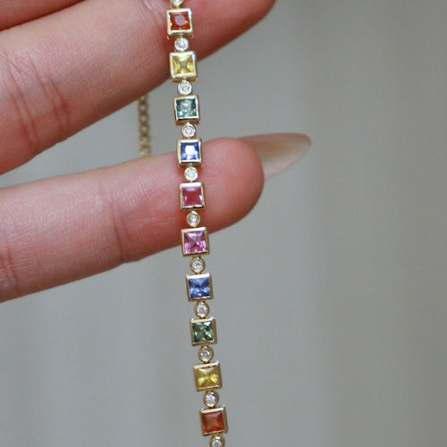 ファンシーカラーサファイアブレスレット18 ブレスレット パール大好き