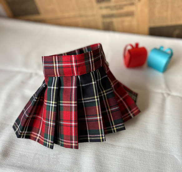 犬服 タータンチェックプリーツスカート ペット服・アクセサリー よん